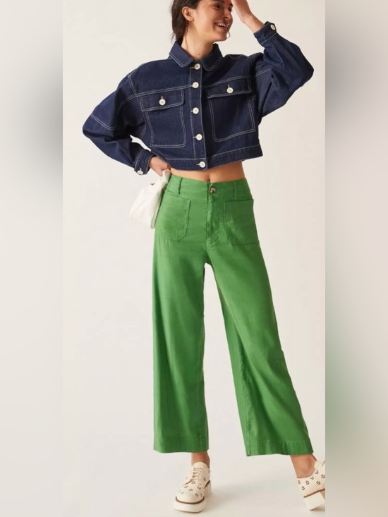 Maeve Pants - Anthropologie Maeve Green Colette linen Pant Size 26
